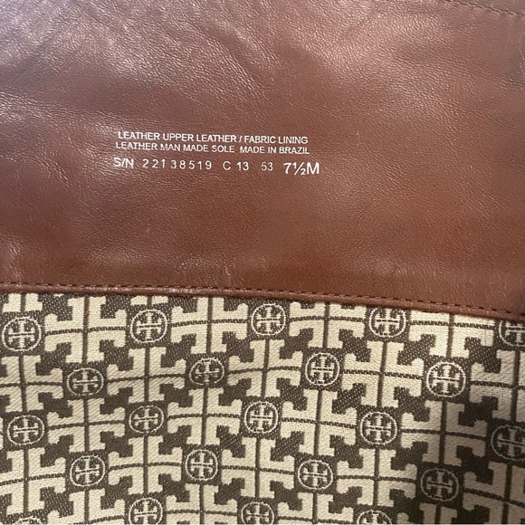 TORY BURCH BRITA Brown Leather Riding Boots 7.5 Gold Logo Tall Knee High Womens - Picture 16 of 16